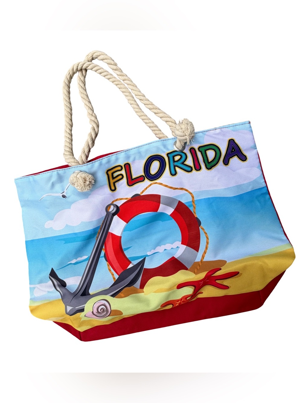 Source Unknown Florida Graphic Rope-Handle Tote in Red, Blue, Yellow - Picture 2 of 10